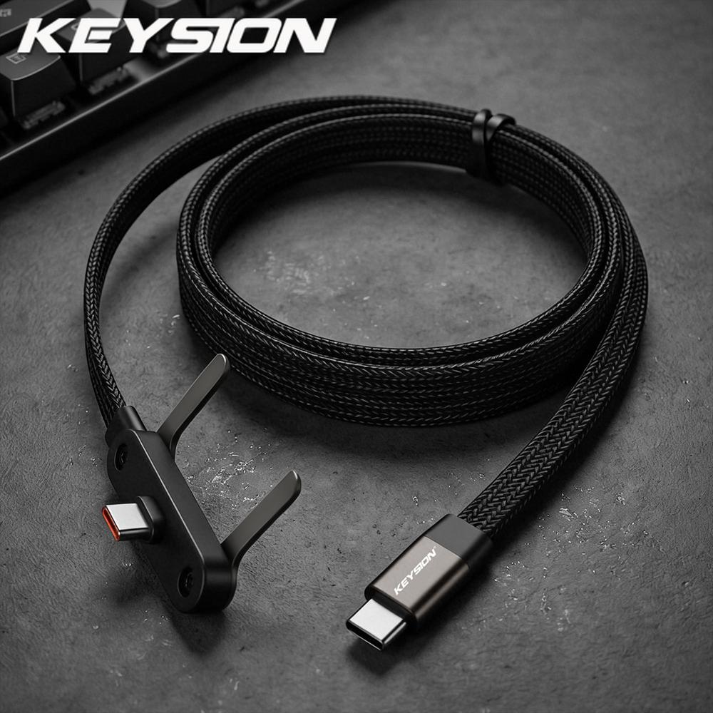 

KEYSION 60W PD Быстрая зарядка Type C на Type C Кабель USB C на C Игровой Кабель для передачи данных со Складной подставкой Держатель для телефона для iPhone Samsung Xiaomi 1.5m чёрный