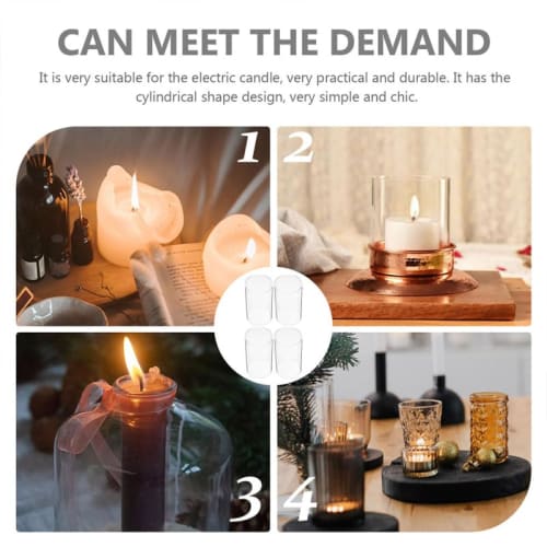 FRCOLOR 2-Piece Clear Glass Candle Holder Cover with Windproof Function for Candle Holders, Root Fixtures, and Decorative Use