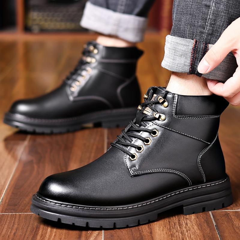 FashionWinter Warm Wool Ankle Boots for Men Fashion Casual New Designer Platform Work Snow Boots Male Black Cotton Shoes Man