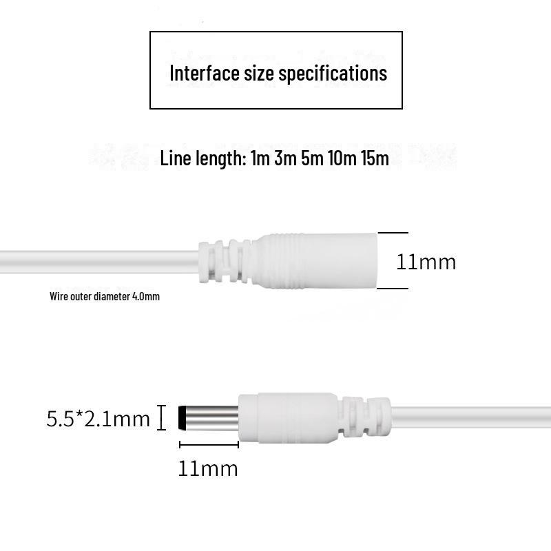 Câble d'extension d'alimentation 12V CC 5,5x2,1 mm mâle-femelle entièrement en cuivre pour caméra de surveillance solaire