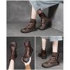 Coole Retro-Stiefel mit ausgehöhlten Details für Damen, dicke Sohle, echtes weiches Leder, lässige Schwammsohle, Zehenabdeckung, kurze Stiefel aus Netzstoff.
