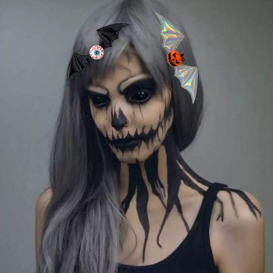 Halloween Hairpin Dark Style Bat Wings Pumpkin Eyeball Design Spoof Hair Clip Versatile Gothic Street Party Hair Accessory