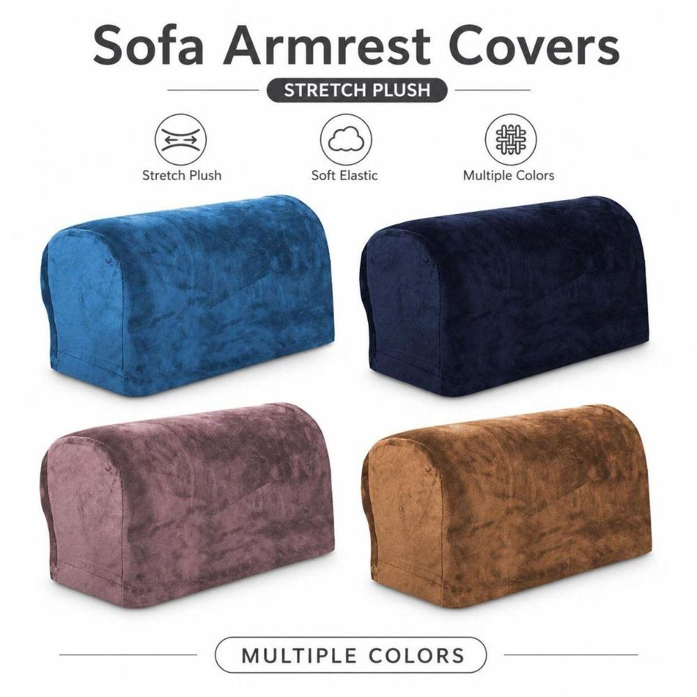 1pair Elastic Couch Arm Covers Solid Sofa Arm Protectors Sofa Armrest Covers Living Room Furniture
