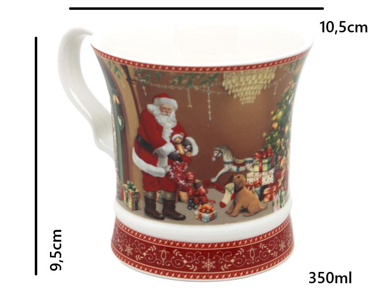 Christmas Porcelain Mug 350 with Santa Claus and Gifts Motif