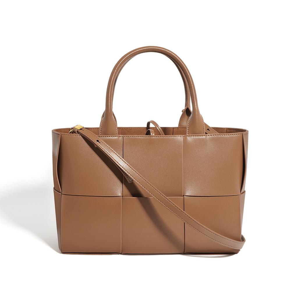 Leather Woven Tote Leather Simple and Versatile Mother-child Bag Commuting One-shoulder Crossbody Handbag
