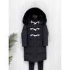 Down Cotton Clothes Women's Medium and Long New Horn Buckle Over Knee Big Fur Collar Hooded Thickened Coat Winter