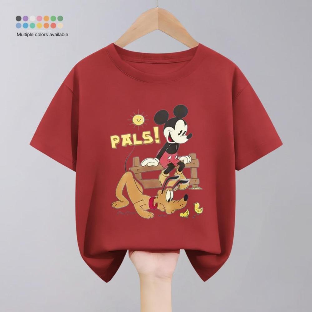 Solid color simple printed short-sleeved T-shirt, casual cartoon T-shirt, children's clothing