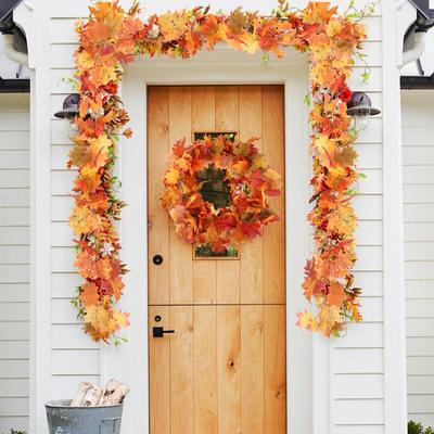 1pc Hanging Vine Garland Fall Garland Maple Leaf 175cm/Piece Artificial Autumn Foliage Garland Thanksgiving for Home Wedding Fireplace Party Decor