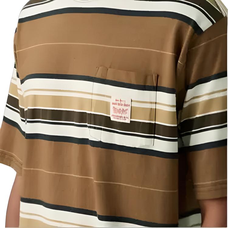 Levis Comfortable Versatile Striped Classic Crew Neck Loose Short Sleeve T-Shirt Men Tops A5850-0019
