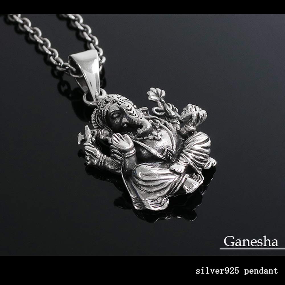 [Shinjuku Gin no Kura] Ganesha Silver 925 Pendant Top (without Chain) Men's Indian God Amulet