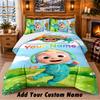 Cocomelon Custom Name 3Pcs Bedding Set 1 Bed Sheet 2 Pillowcases Bedroom Home Decor