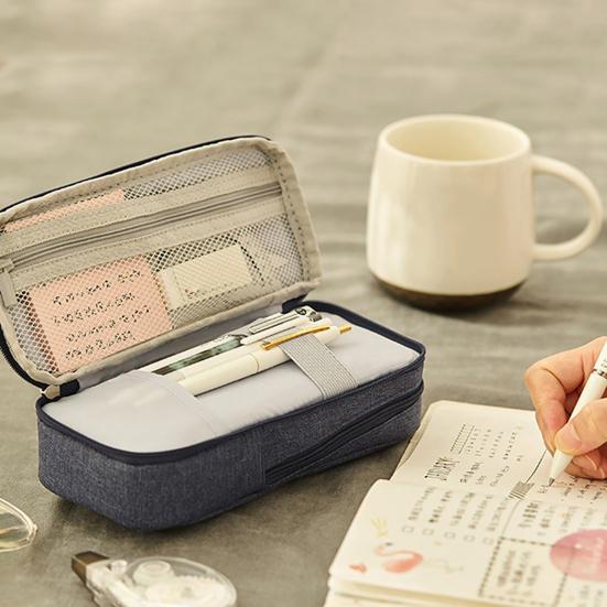 Double Layer Stand Pencil Stationery Case Large Capacity Make Up Bag Gift Supply