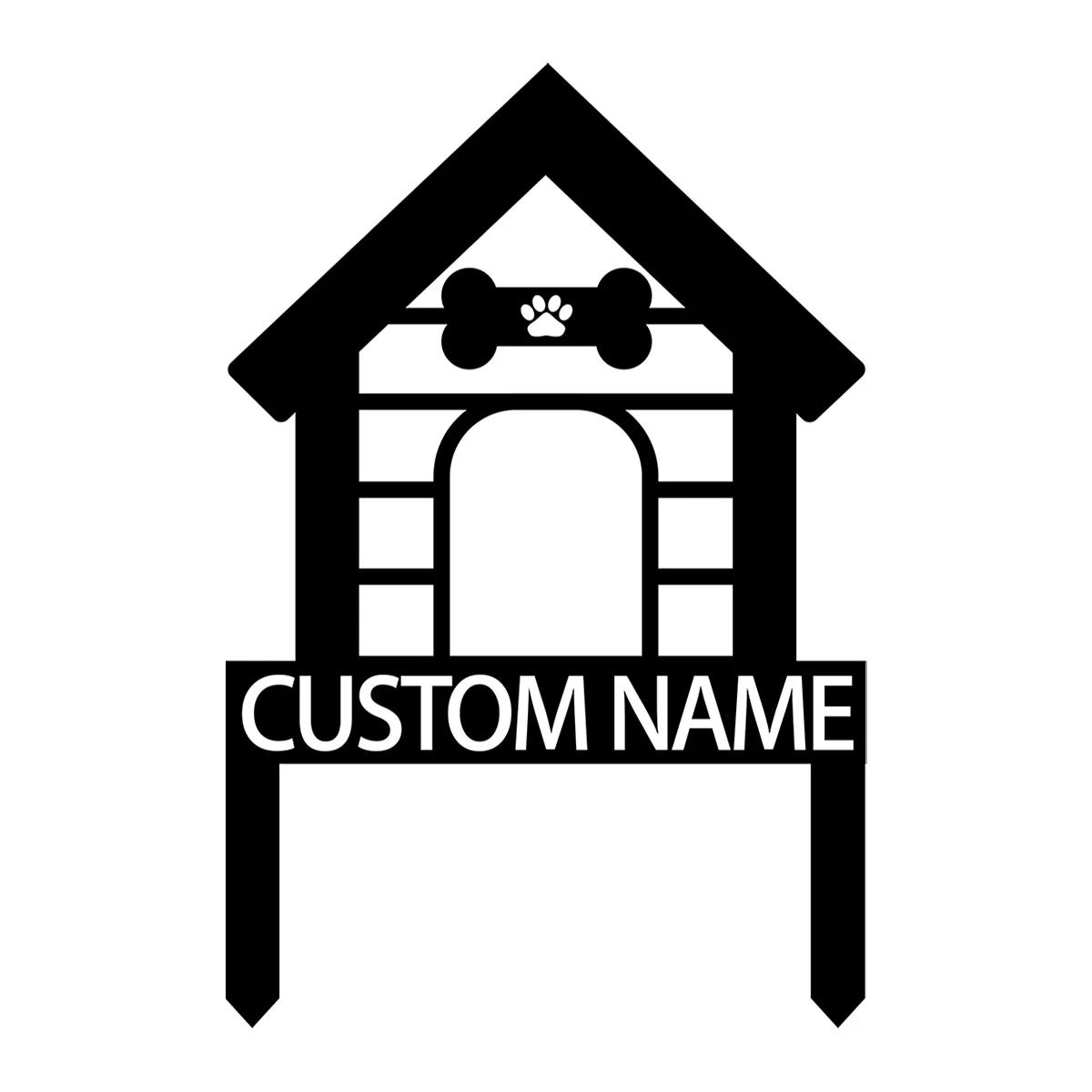 Custom Metal Dog House Sign, Personalized Pet Garden Stake, Outdoor Yard Decoration, Dog Lover Gift, Weatherproof Aluminum Plaque