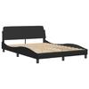 VidaXL Bed Frames with Headboard, Upholstered Bed with Slatted Base, Double Bed with Bedroom Footboard, Black 373178