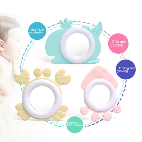 

Безопасный пищевой класс Эмоциональный комфорт Устойчивый к укусам Малыш Ловля Тренировка Прорезыватель Игрушки Детский душ Подарок Жевательная игрушка