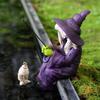 Witch Fishing Statue Resin Garden Microscopic Craft Sculpture Festival Witch Decoration