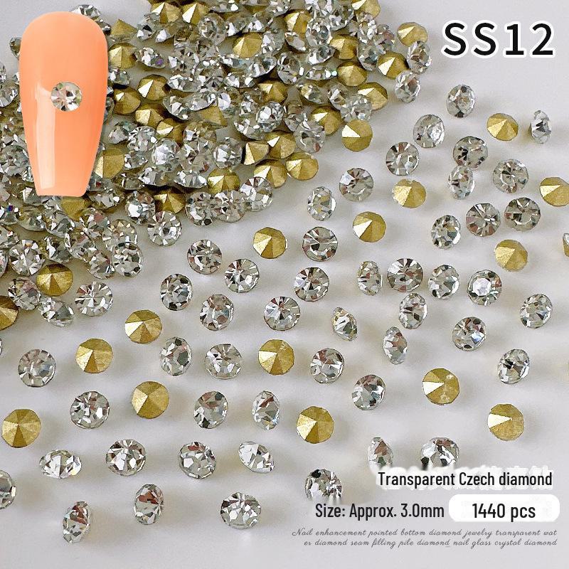 

1440 чешских стразов Super Flash с белым бриллиантовым острием для украшения ногтей.