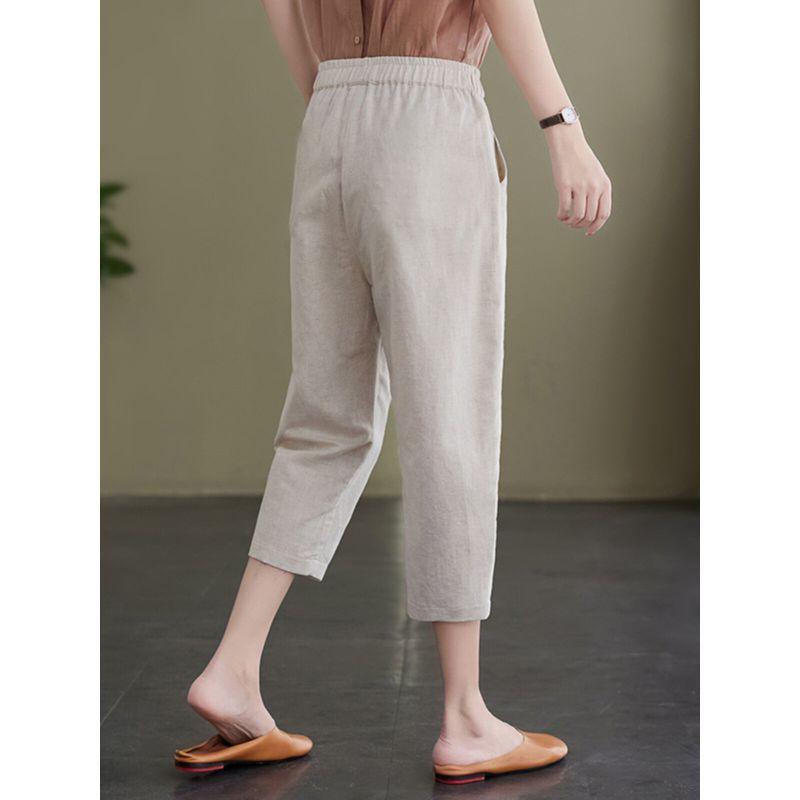 Summer New Arrival Cotton and Linen Thin Cropped Pants Women Plus Size Women's Clothing High Waist Loose Slimming Harem Pants Fat Sister Women's Pants