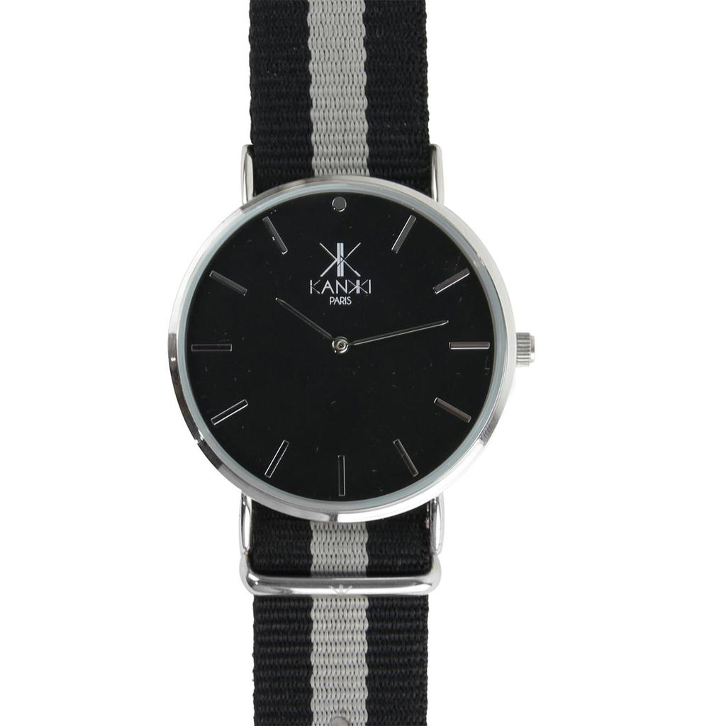 Les Trésors De Lily [Q4416] - 'Cameleon' Watch Set Grey Black Silver (2 Bracelets)