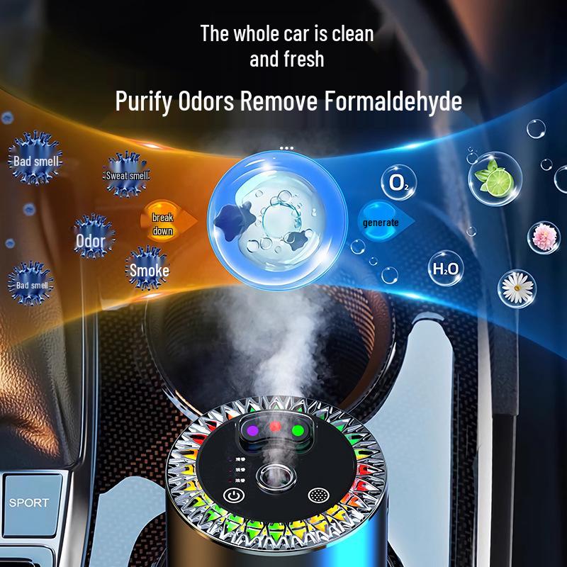 Starry Sky Automatic Car Aroma Diffuser: 3-Color Deodorizing Spray with Ambient Roof Lighting.