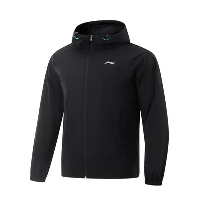Fitness-Serie Einfarbig Reißverschluss Kapuze Bequem Atmungsaktiv Vielseitig Sportjacke Herrenjacke Schwarz AFDV067-1