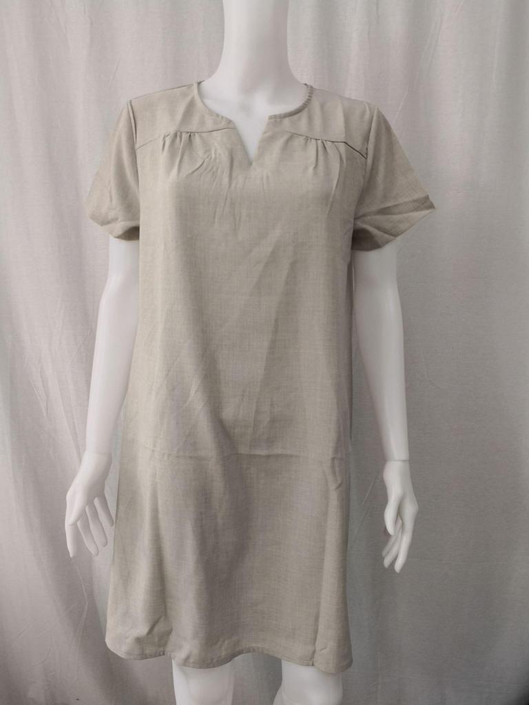 Abito estivo casual a maniche corte in cotone e lino da donna 2024 - Disponibile in stili europei e americani