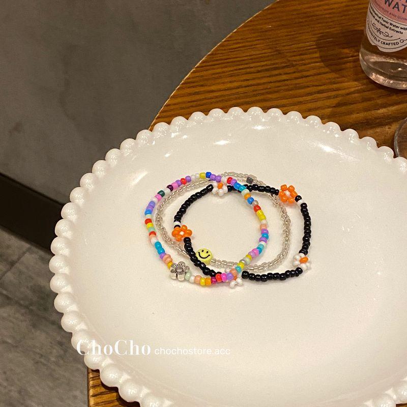 

Имбирь Секи Тот же стиль Смайлик Дофамин Двойной Женский с бусинами A set of three