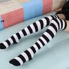 Black & White Striped Christmas Cosplay Over-the-Knee Socks - Japanese Style Student Socks