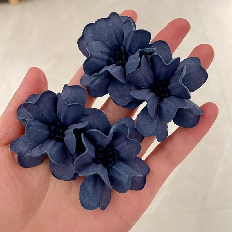 Vintage Blue Glass Bow Earrings - Retro Design Ornament