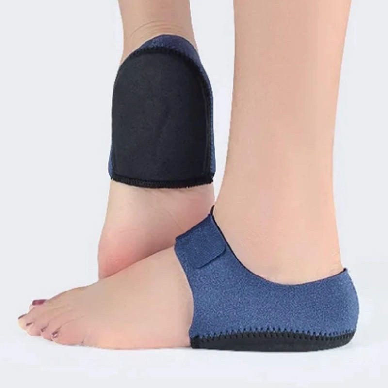 1 Pair Silicone Heel Pads Shock Absorption Relieving Leg Pressure Adjustable Straps To Prevent Slipping Insoles S/L Size