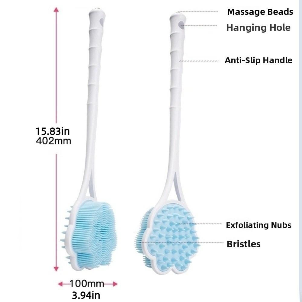 Long Handle Shower Massage Brushes Silicone Bathroom Back Scrubber  Remove Exfoliating