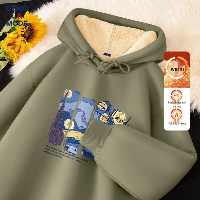 

GENIOLAMODE Men s Heavyweight 420G Lamb Fleece Hooded Sweatshirt 3XL