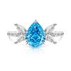 925 Sterling Silver Ice Flower Cut Pear Shape Color Gem Ring for Women Inlaid Brilliant High Carbon Diamond Band Daily Jewelry Gift