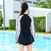 Xtep Girls' Long Sleeve Split Sunscreen Swimsuit