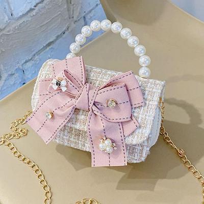 Girl Handbag Backpack Children Pearl Bow Bag Cute Messenger Shoulder Bag Baby Coin Purse Candy Wallet Bag Chain Flap Bags