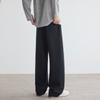 Mens Straight Leg Casual Pants Relaxed Fit Wrinkle Resistant Solid Color Elastic Waist Commuter Trousers
