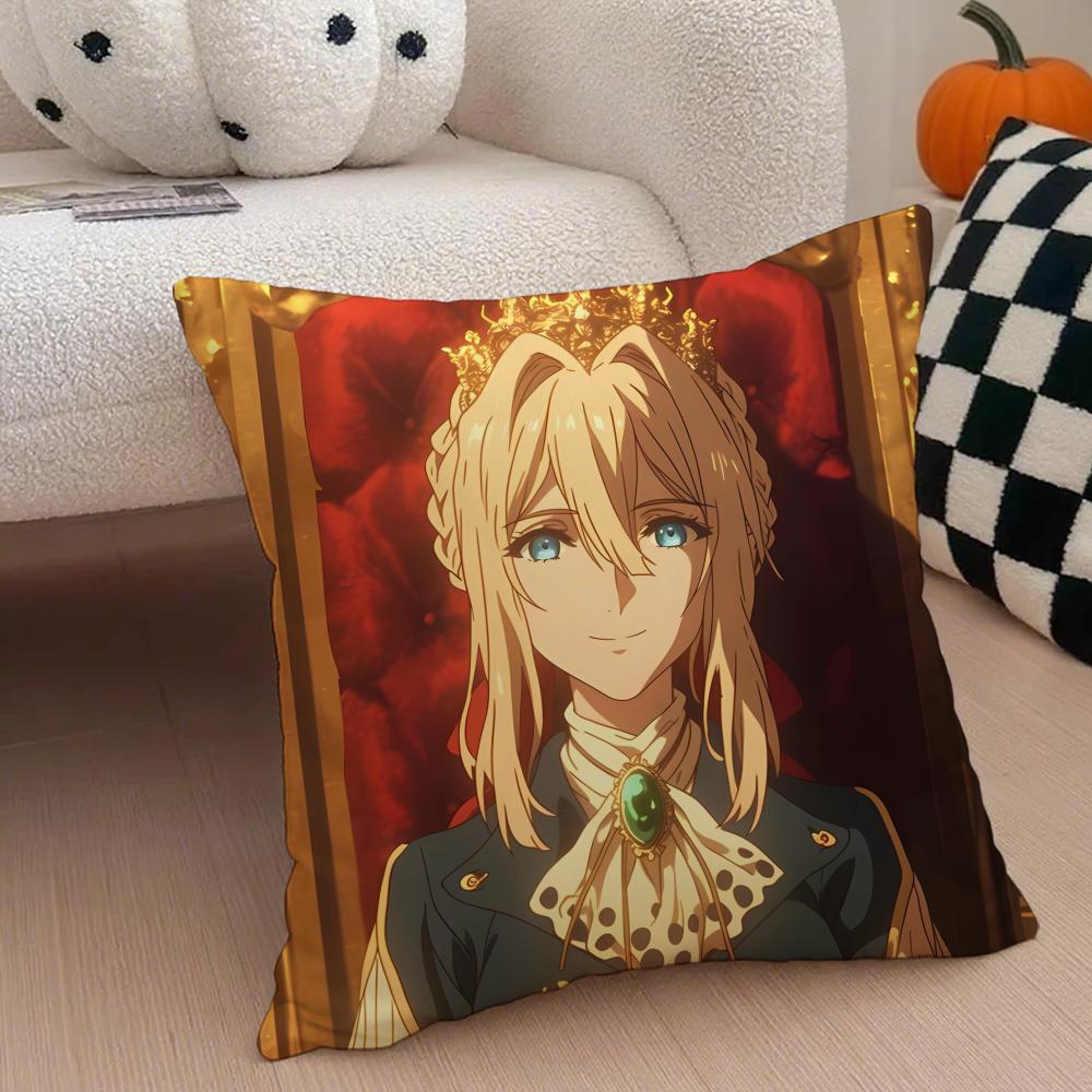 Comely Beautiful VViolet Evergarden Cushion Cover Throw Pillow Cover Hidden Button Durable Polyester Chair Cushion