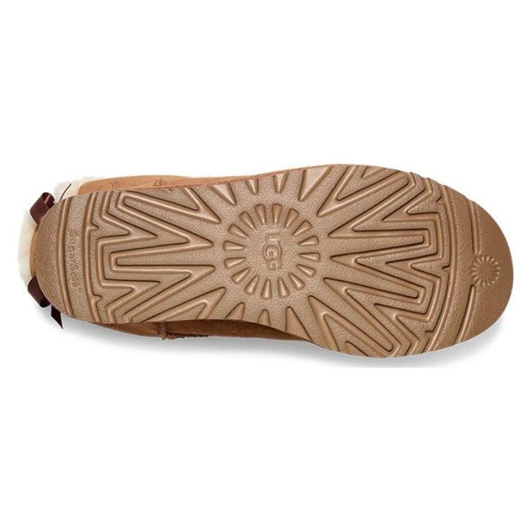 UGG Two-Layer Cowhide Round-Toe Short Snow Boots Women boots Chestnut 1153611-CHE