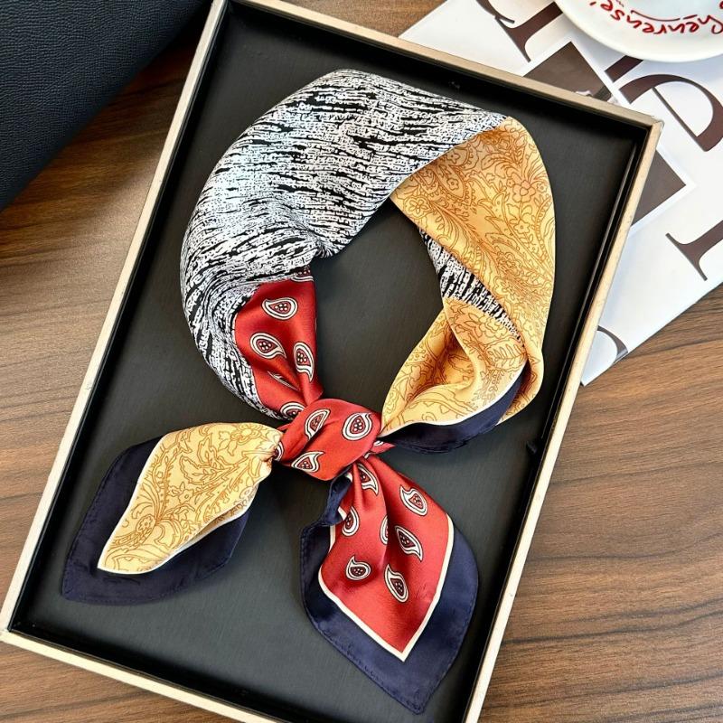 Polka Dot Silk Scarf Square Scarf High-end New Versatile Decorative Scarf Scarf Scarf Neck Cashew Flower Scarf Shawl Can Be Used As a Tube Top