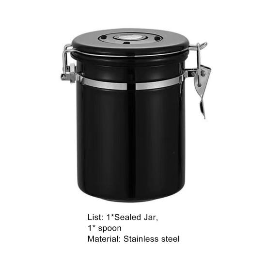 Contenitore Ermetico da 1,5L Grande Capacità Antiodore Acciaio Inossidabile A Tenuta Stagna per Caffè con Misurino per Cucina
