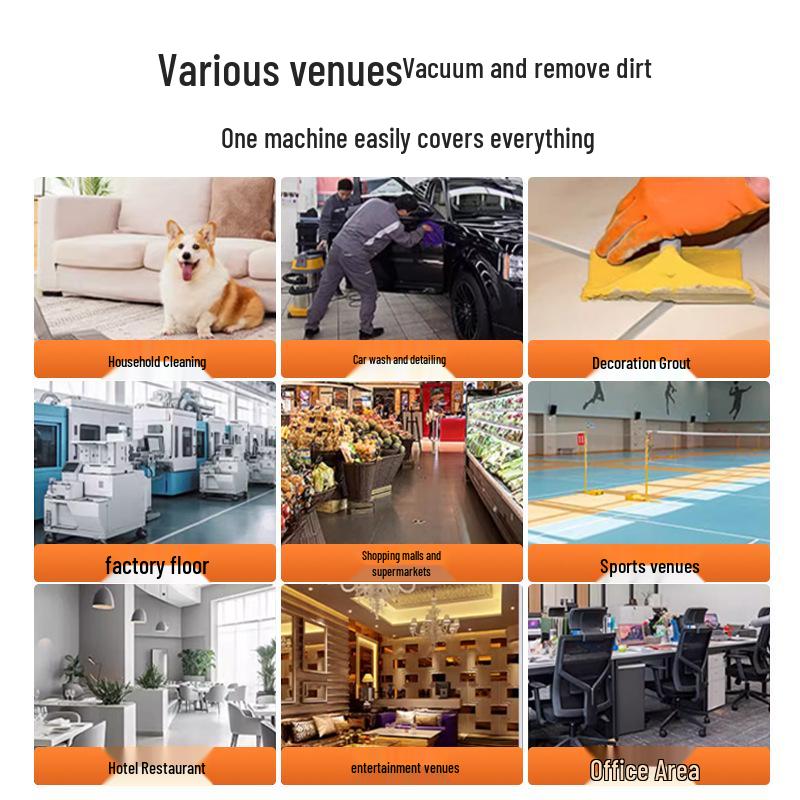 High-Power Industrial Vacuum Cleaner: Strong Suction for Home, Commercial, Car, and Renovation Use; Efficient Dust and Water Removal.
