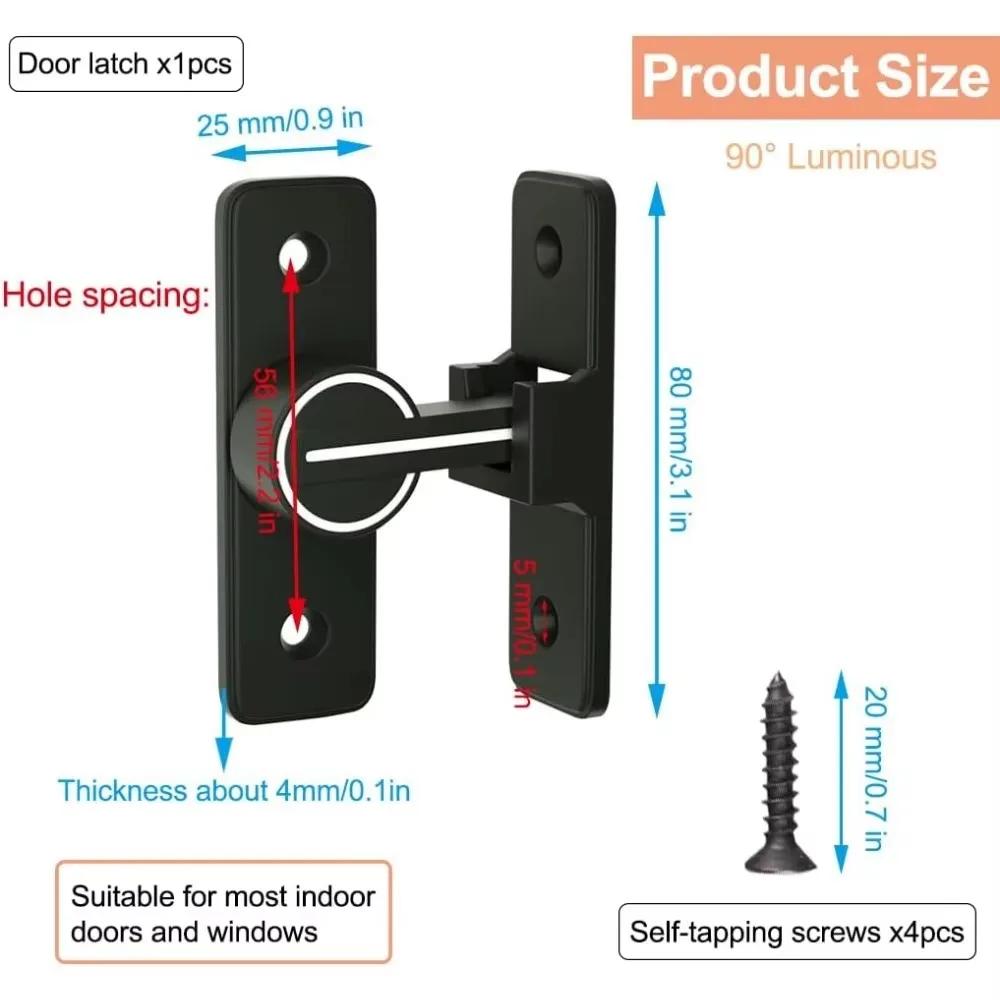 Luminous Door Lock Zinc Alloy 90 ° Rocker Arm Hook Lock Sliding Door Latch Heavy Duty Barn Gate Bolt for Cabinet Door Window