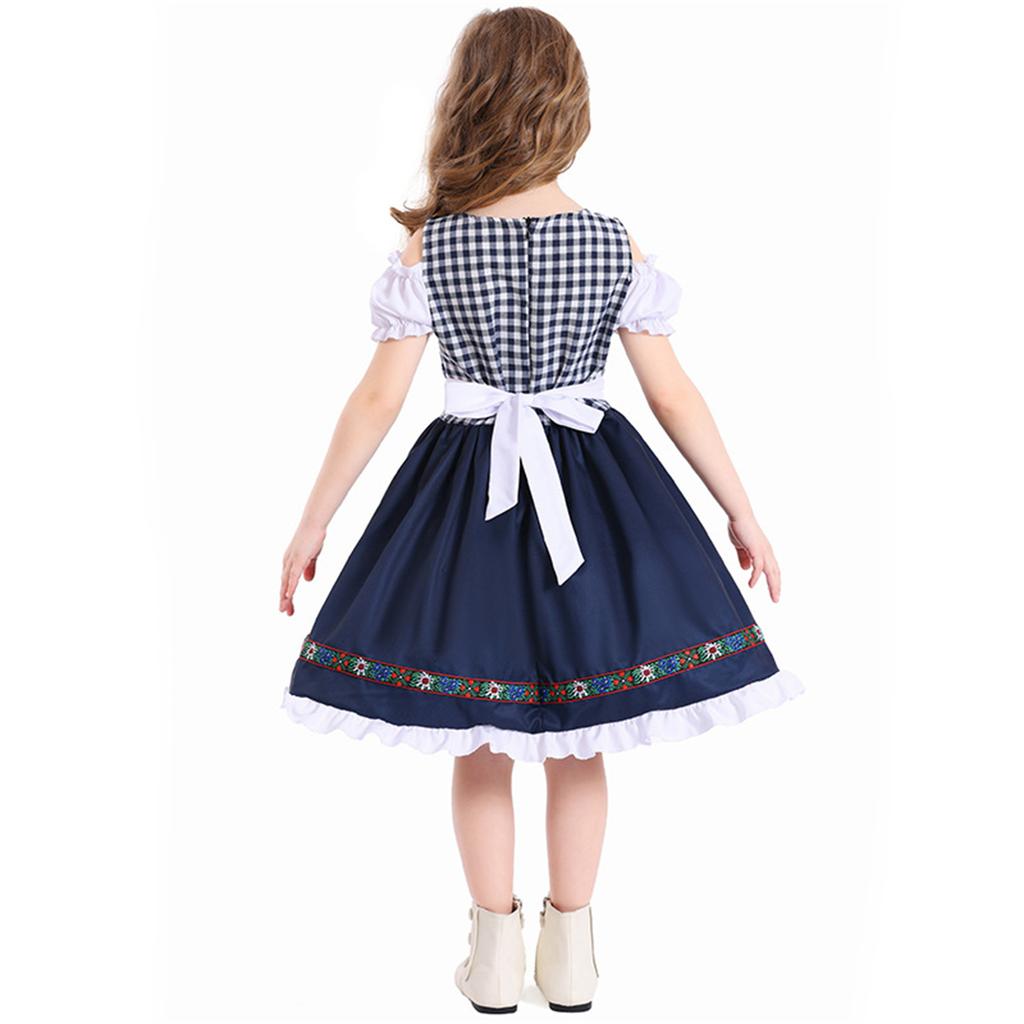Abito Tradizionale Bavarese da Bambina Costume Oktoberfest Vestito Folk Tedesco per Bambini Abito da Esibizione per Bambini con Grembiule e Dettagli Ricamati