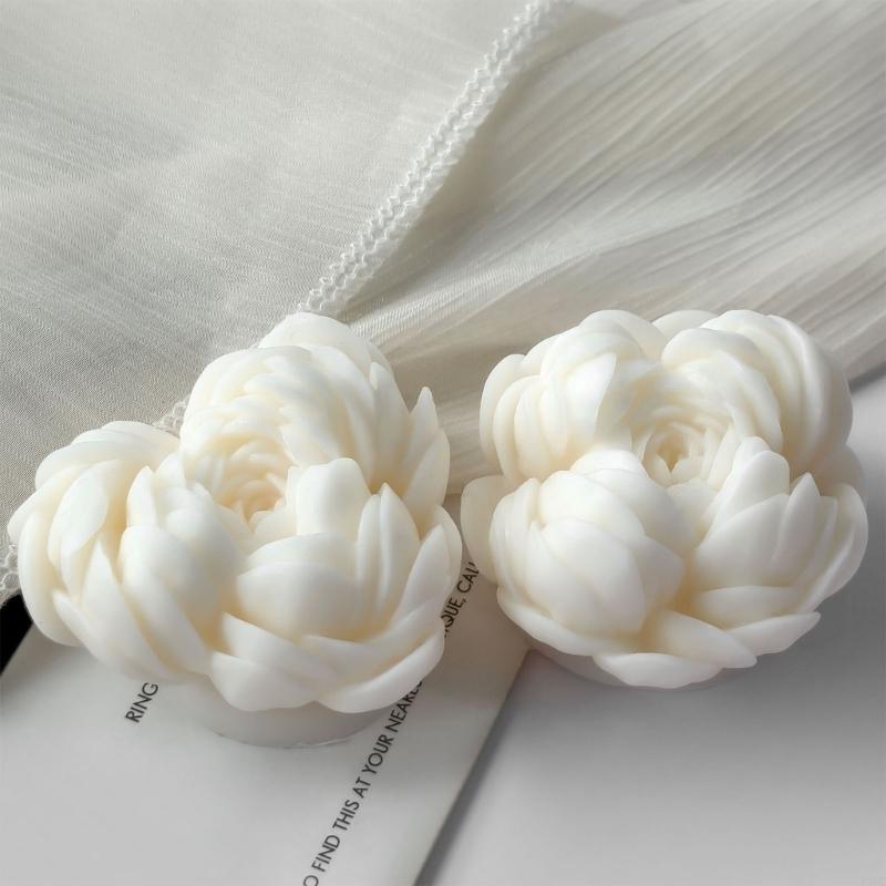 Silicone Moulds Peony Flower Molds Ornament Molds Epoxy Resin Molds Plasters Molds for Candle Making X3UC