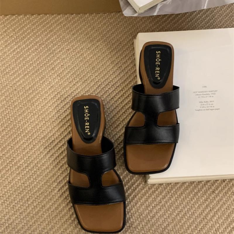 Slope Heel French One-line Slippers Women's Summer Vacation Beach Shoes and Niche Flip-flops