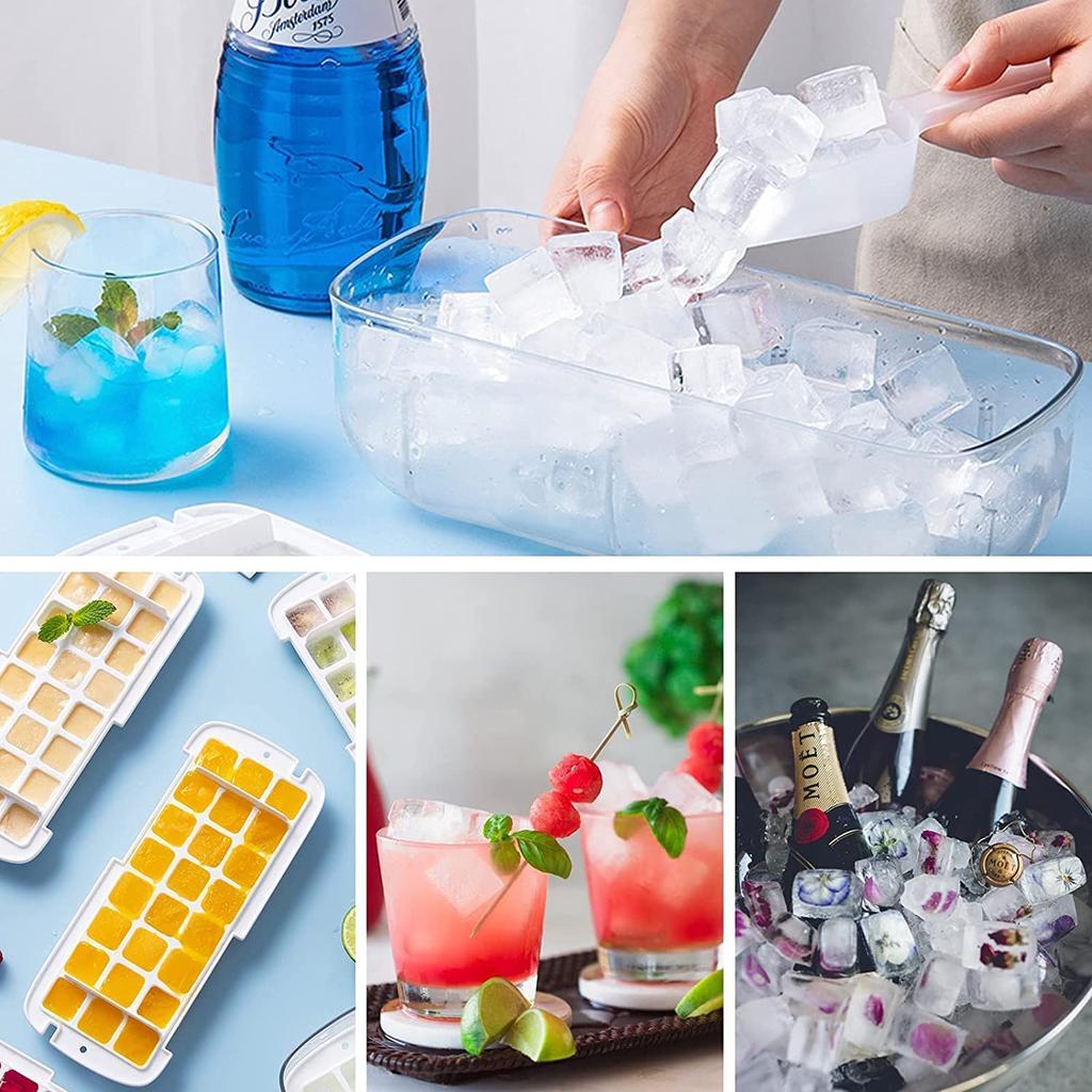 Smalody Ice Cube Silicone Ice Square Ice with Small Easy to Remove Soft Durable for Suitable for Home Use Tray, Maker, Ice, Cubes, Lid, Dividers, Ice,
