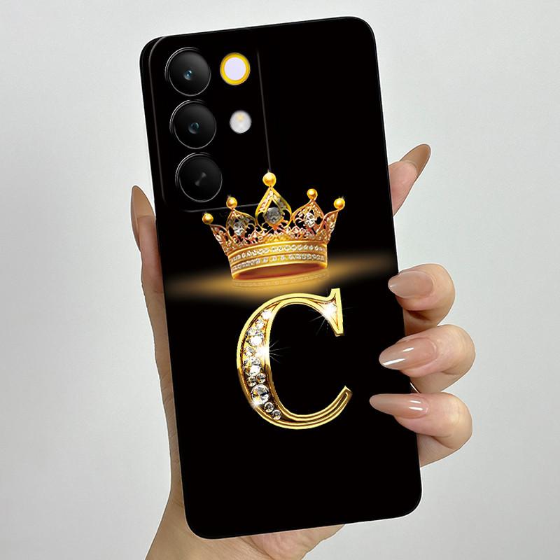 For Realme C85 Pro 2025 Crown Initial Letter Couple Phone Case RealmeC85 Pro 4G RMX5555 Soft Silicone TPU Lens Protective Casing