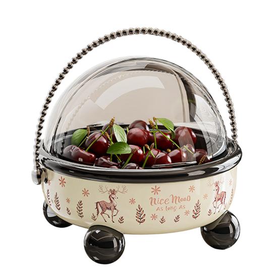 Ovocný talíř s víkem Vestavěná rukojeť Snadno čistitelný Ochranný kryt Sušené ovoce Ořechy Svačiny Předkrmy Podnos Prachotěsná nádoba na svačiny