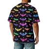 Herren Freizeit-Corduroy-Kurzarmhemd Leicht Atmungsaktiv Rundhalsausschnitt Oberteil Halloween-Muster Design Bequeme Passform