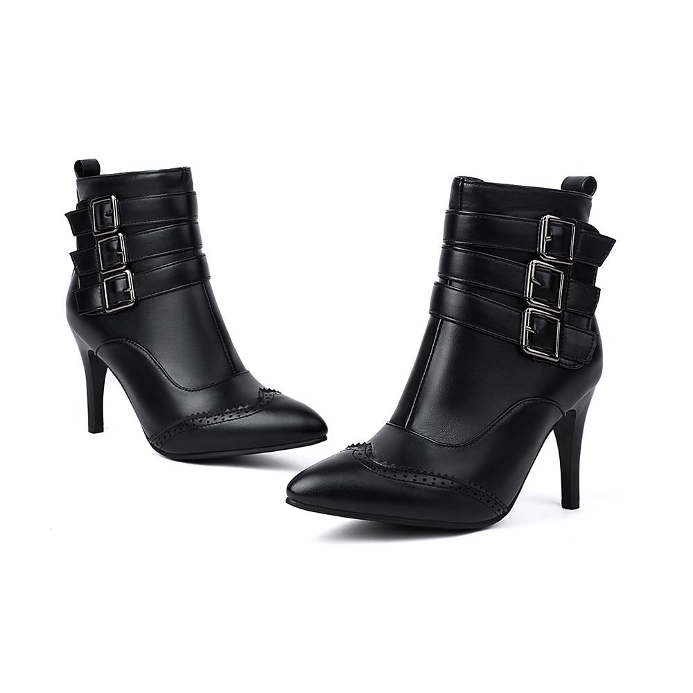 Red Black Women Ankle Boots High Stiletto Heel Big Size 46